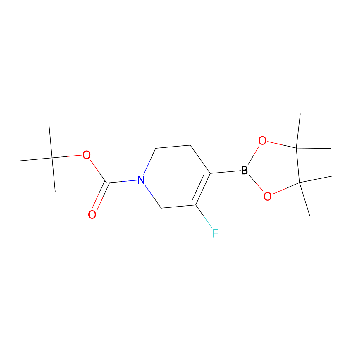 tert-Butyl 5-fluoro-4-(4,4,5,5-tetramethyl-1,3,2-dioxaborolan-2-yl)-3,6-dihydropyridine-1(2H)-carboxylate molecular structure, CAS 3044043-39-9