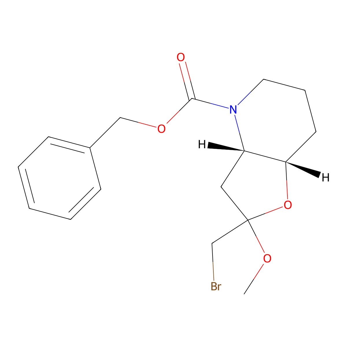 (3aS,7aS)-Benzyl 2-(bromomethyl)-2-methoxyhexahydrofuro[3,2-b]pyridine-4(2H)-carboxylate molecular structure, CAS 304436-19-9