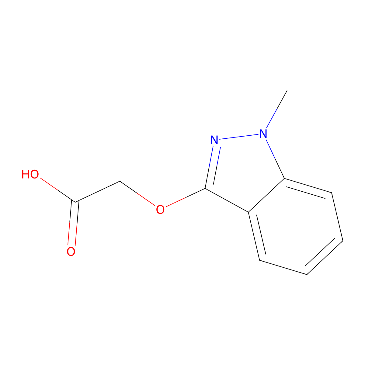 Acetic acid, 2-[(1-methyl-1H-indazol-3-yl)oxy]- molecular structure, CAS 304443-72-9