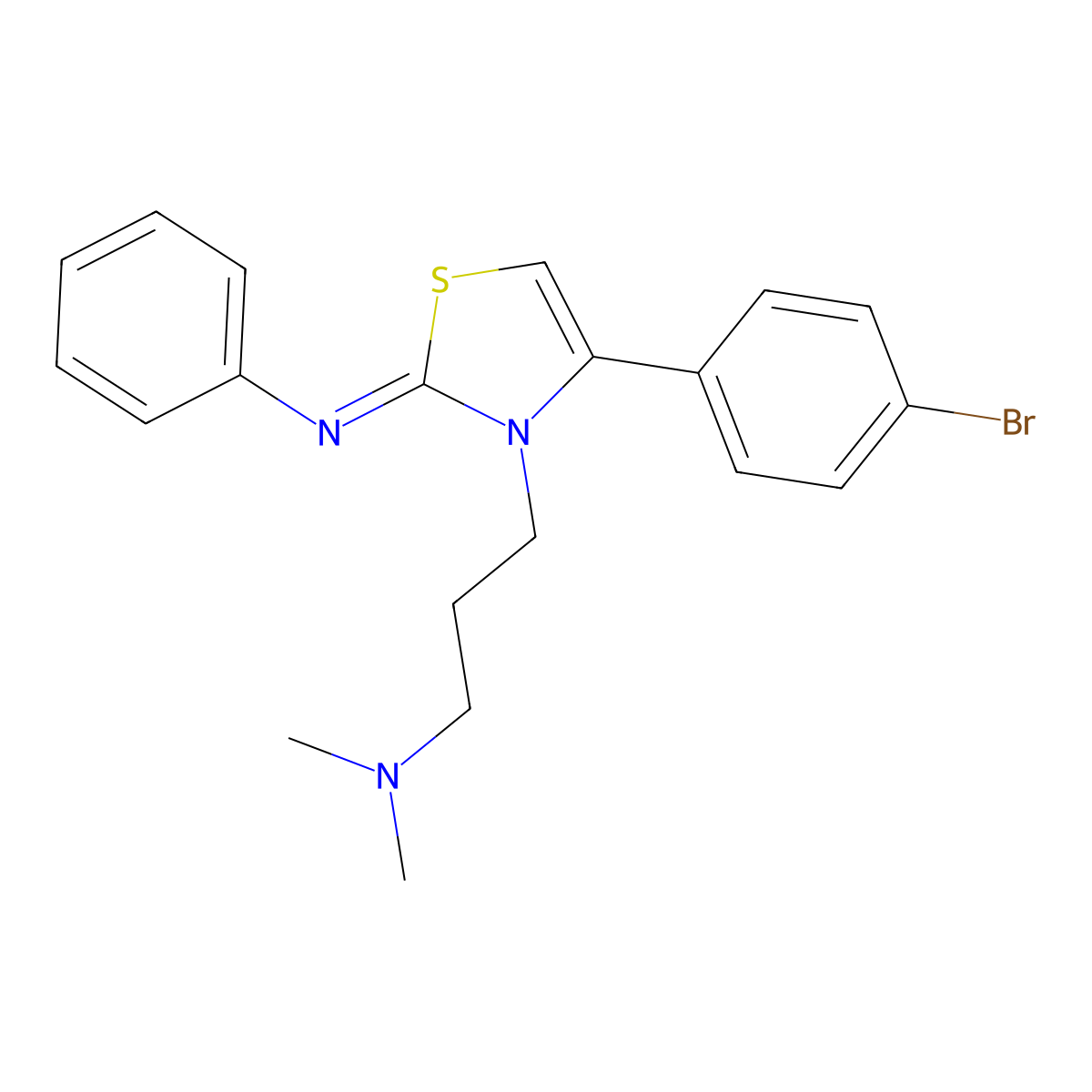 N-{4-(4-bromophenyl)-3-[3-(dimethylamino) propyl]thiazol-2(3H)-ylidene}aniline molecular structure, CAS 304443-97-8