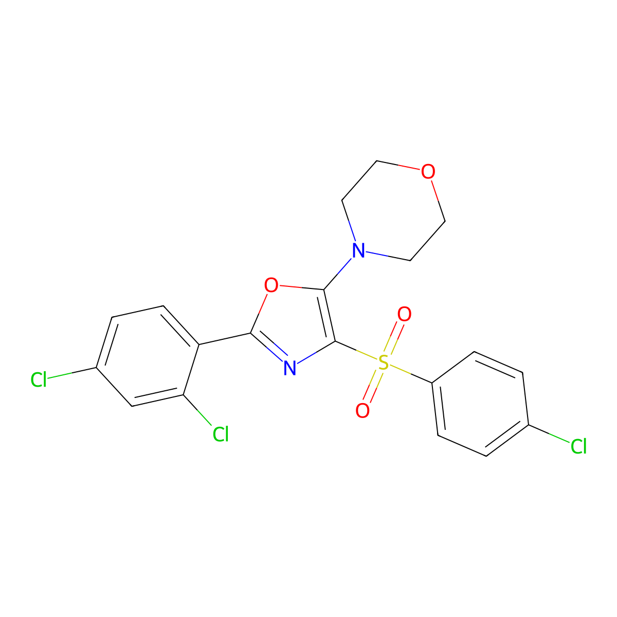 4-(4-((4-Chlorophenyl)sulfonyl)-2-(2,4-dichlorophenyl)oxazol-5-yl)morpholine molecular structure, CAS 304444-04-0