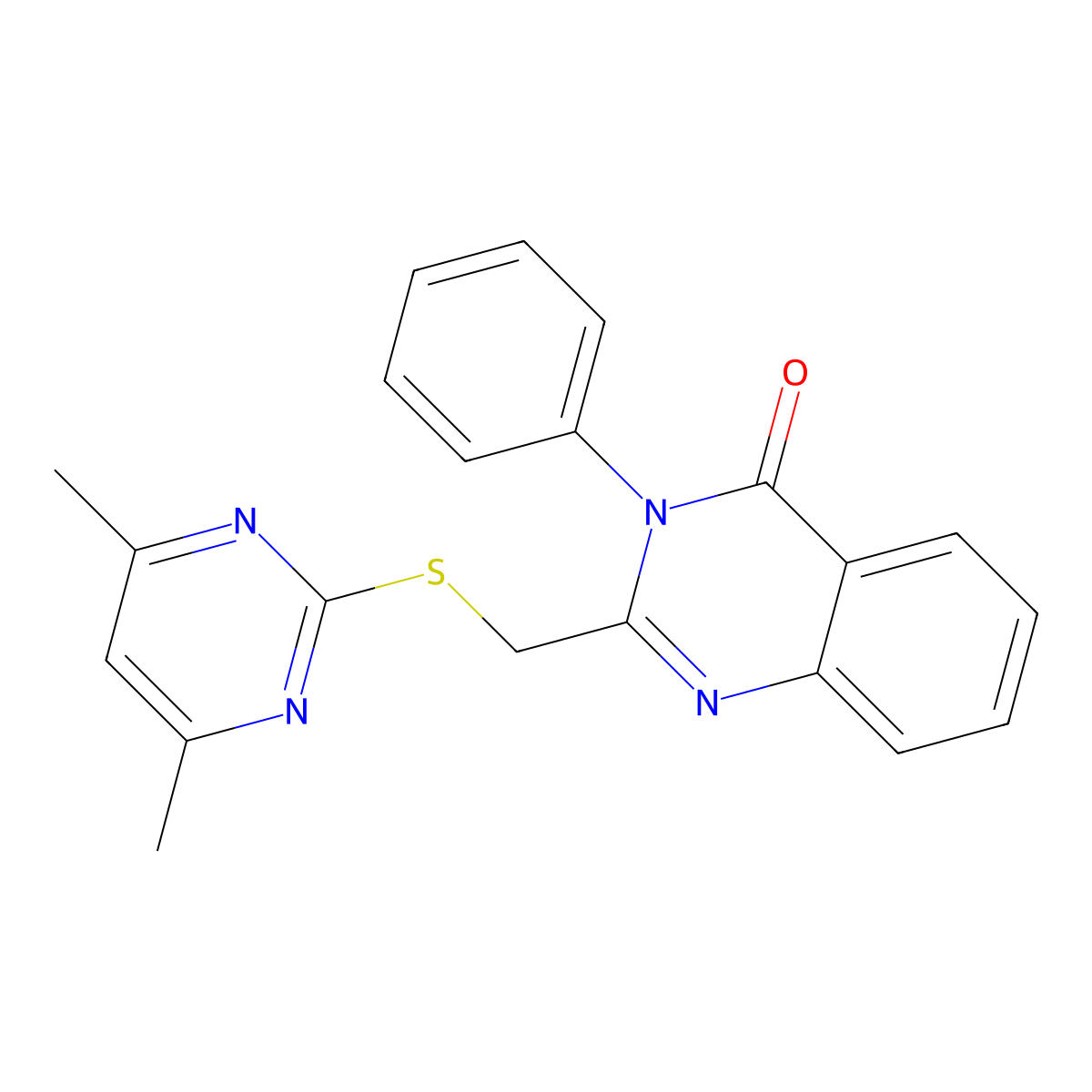 2-[(4,6-Dimethylpyrimidin-2-yl)sulfanylmethyl]-3-phenylquinazolin-4-one molecular structure, CAS 304444-33-5