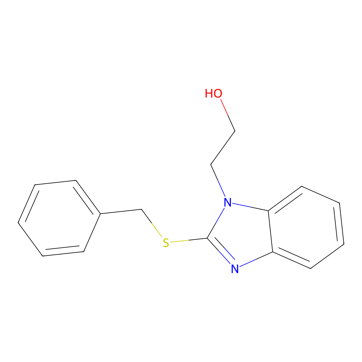 2-(2-Benzylsulfanylbenzimidazol-1-yl)ethanol molecular structure, CAS 304444-47-1