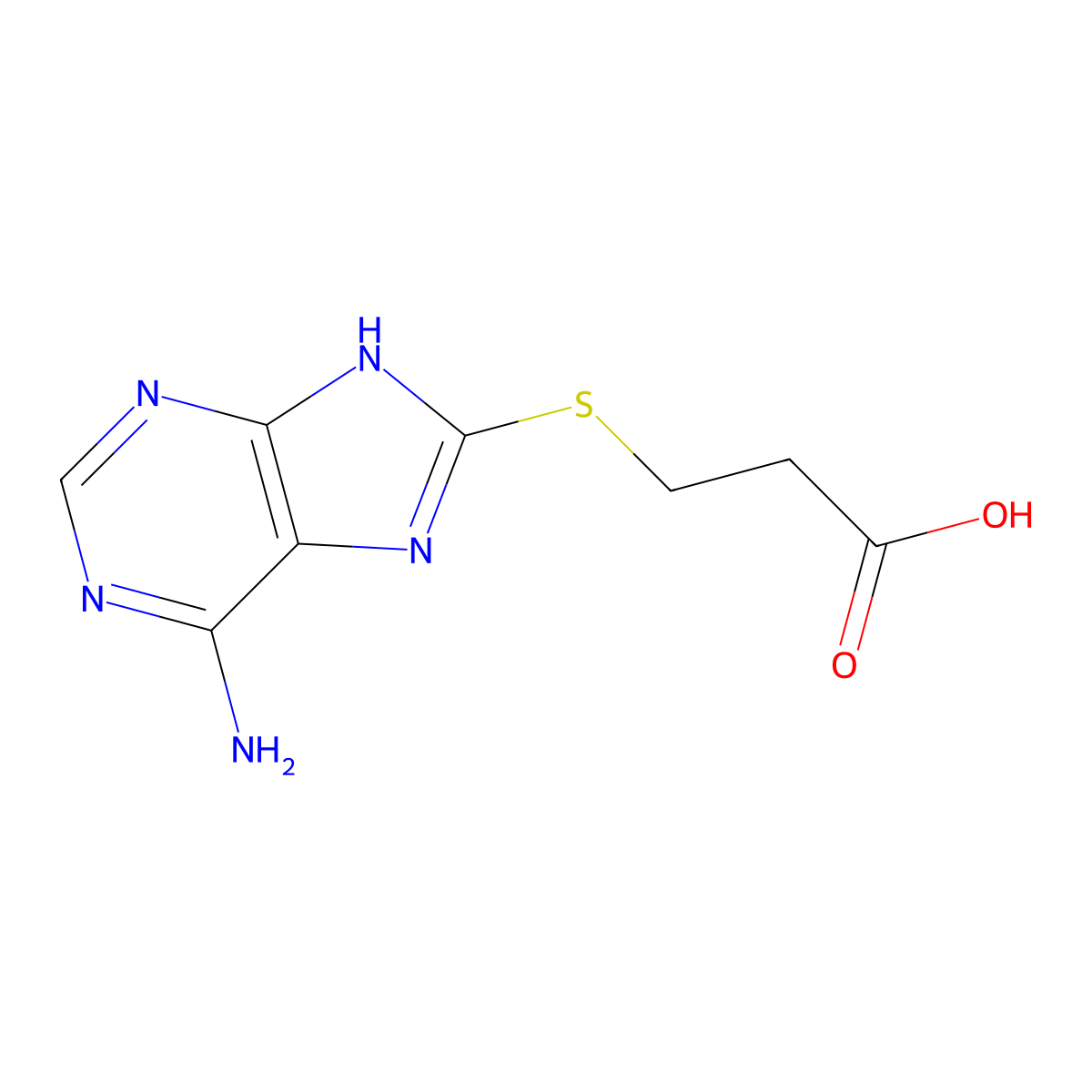 3-(6-Amino-9H-purin-8-ylsulfanyl)-propionic acid molecular structure, CAS 304444-49-3