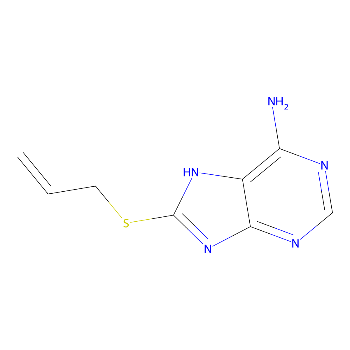 8-prop-2-enylsulfanyl-7H-purin-6-amine molecular structure, CAS 304444-51-7
