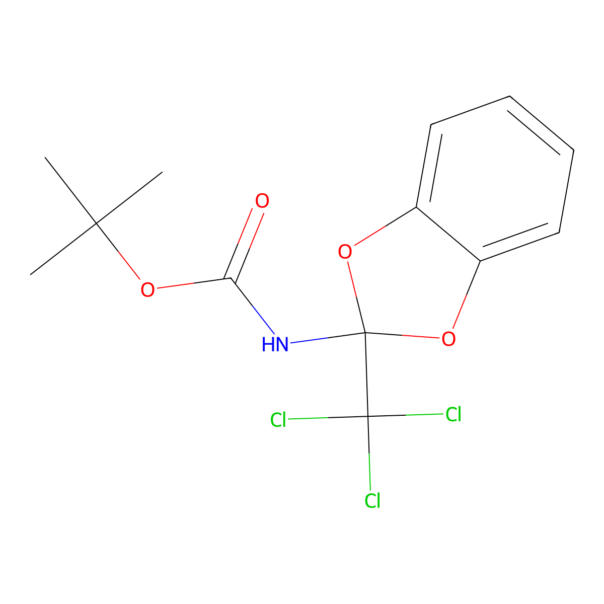 tert-butyl N-[2-(trichloromethyl)-1,3-benzodioxol-2-yl]carbamate molecular structure, CAS 304444-68-6