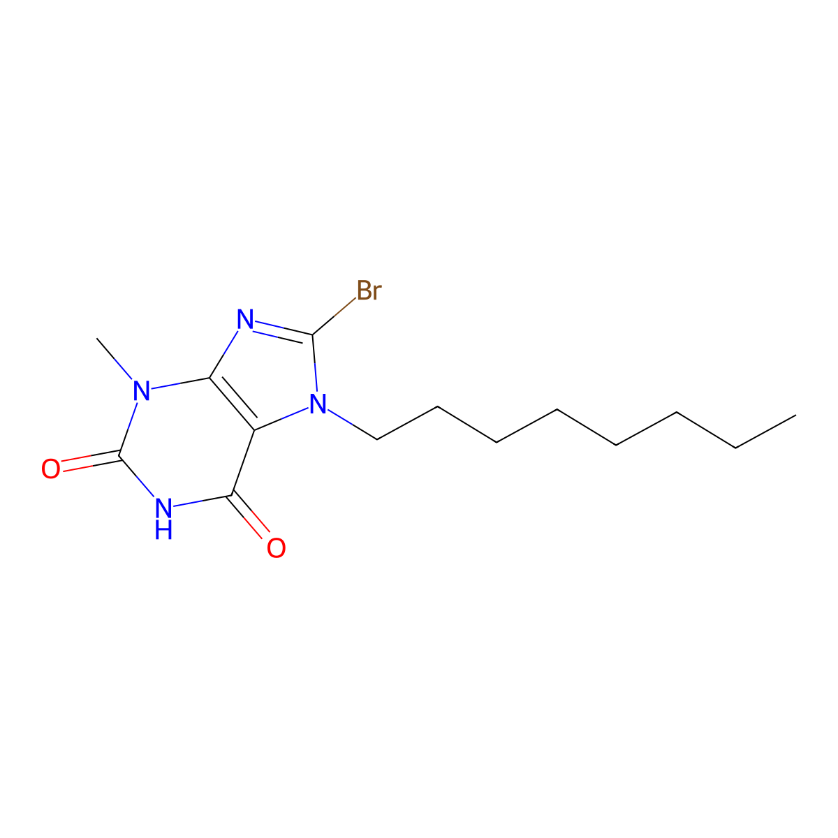 8-Bromo-3-methyl-7-octyl-3,7-dihydro-purine-2,6-dione molecular structure, CAS 304446-04-6