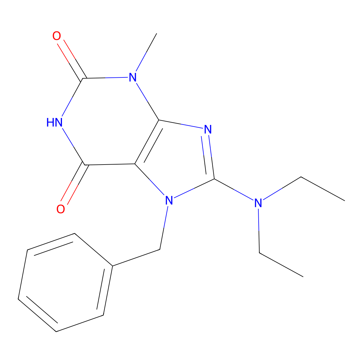 7-Benzyl-8-(diethylamino)-3-methylpurine-2,6-dione molecular structure, CAS 304446-11-5
