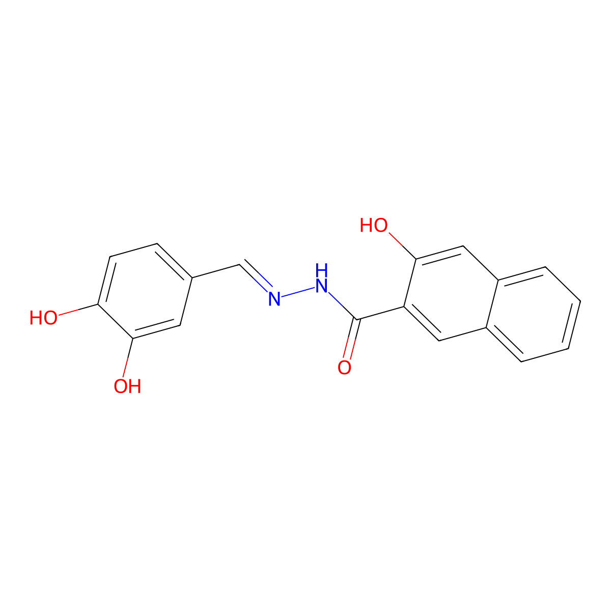 3-Hydroxy-2-naphthalenecarboxylic acid 2-((3,4-dihydroxyphenyl)methylene)hydrazide molecular structure, CAS 304448-55-3