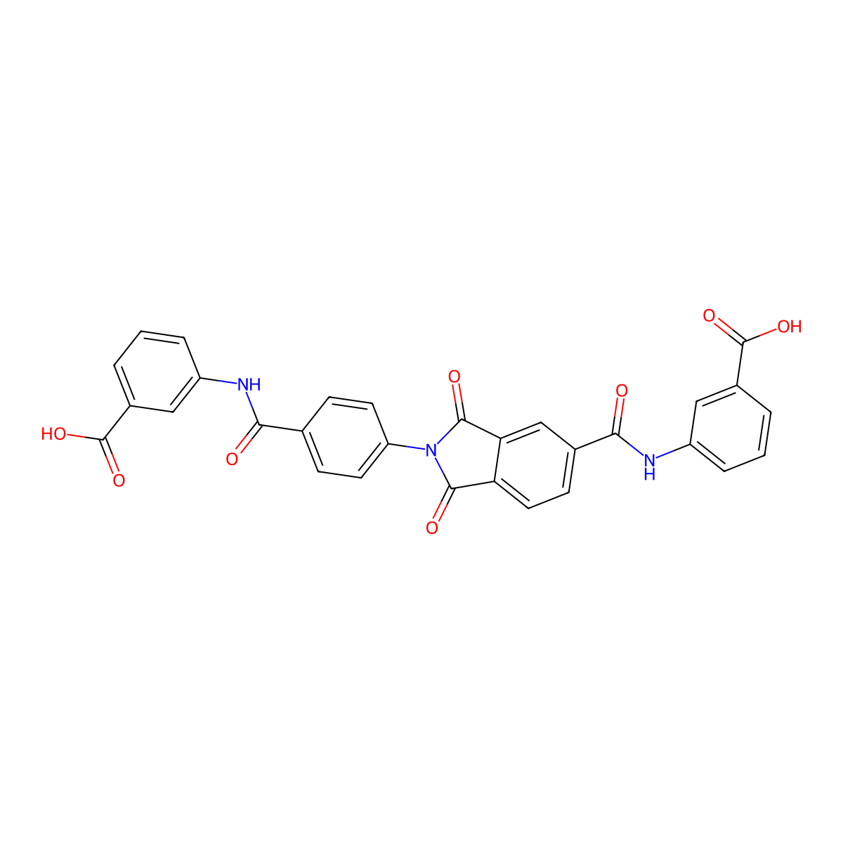 3-[[4-[5-[(3-Carboxyphenyl)carbamoyl]-1,3-dioxoisoindol-2-yl]benzoyl]amino]benzoic acid molecular structure, CAS 304448-98-4