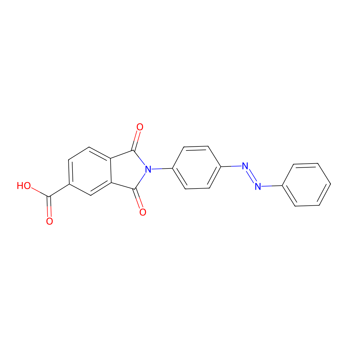 1,3-dioxo-2-{4-[(E)-phenyldiazenyl]phenyl}-2,3-dihydro-1H-isoindole-5-carboxylic acid molecular structure, CAS 304449-20-5