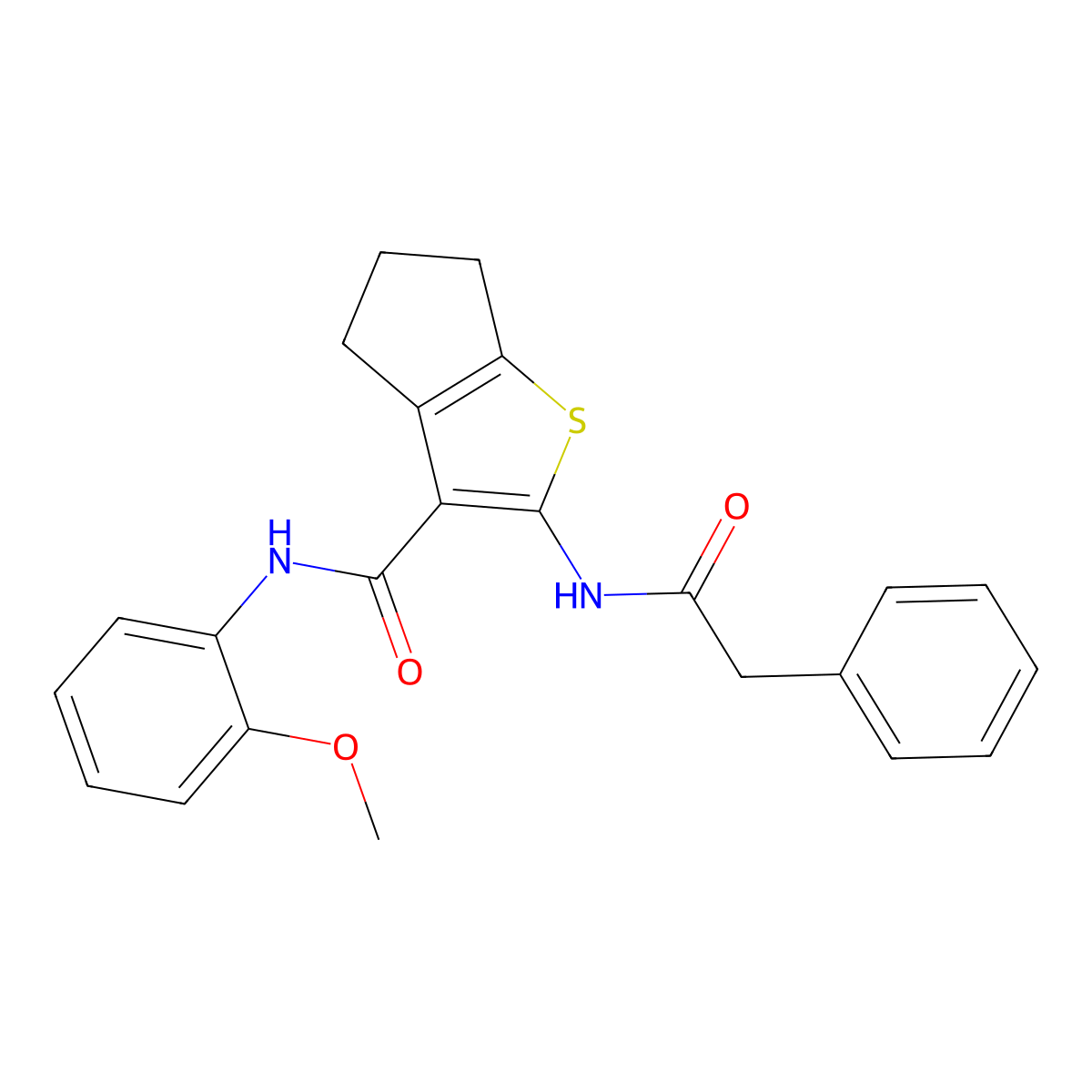 N-(2-methoxyphenyl)-2-[(phenylacetyl)amino]-5,6-dihydro-4H-cyclopenta[b]thiophene-3-carboxamide molecular structure, CAS 304449-95-4