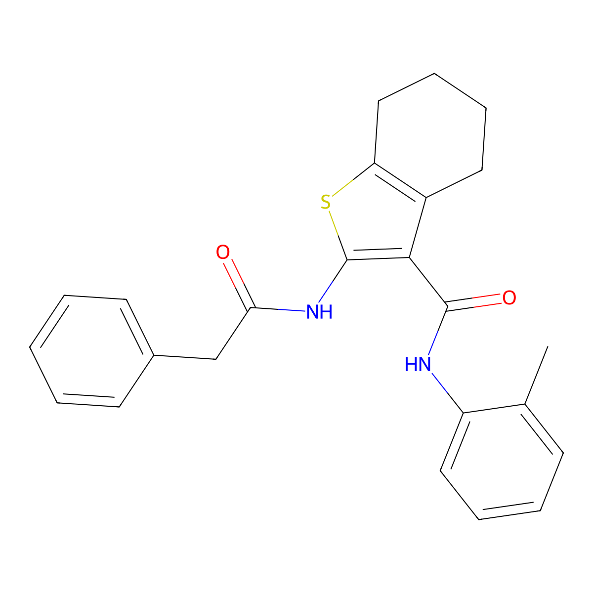 N-(2-methylphenyl)-2-[(phenylacetyl)amino]-4,5,6,7-tetrahydro-1-benzothiophene-3-carboxamide molecular structure, CAS 304450-70-2
