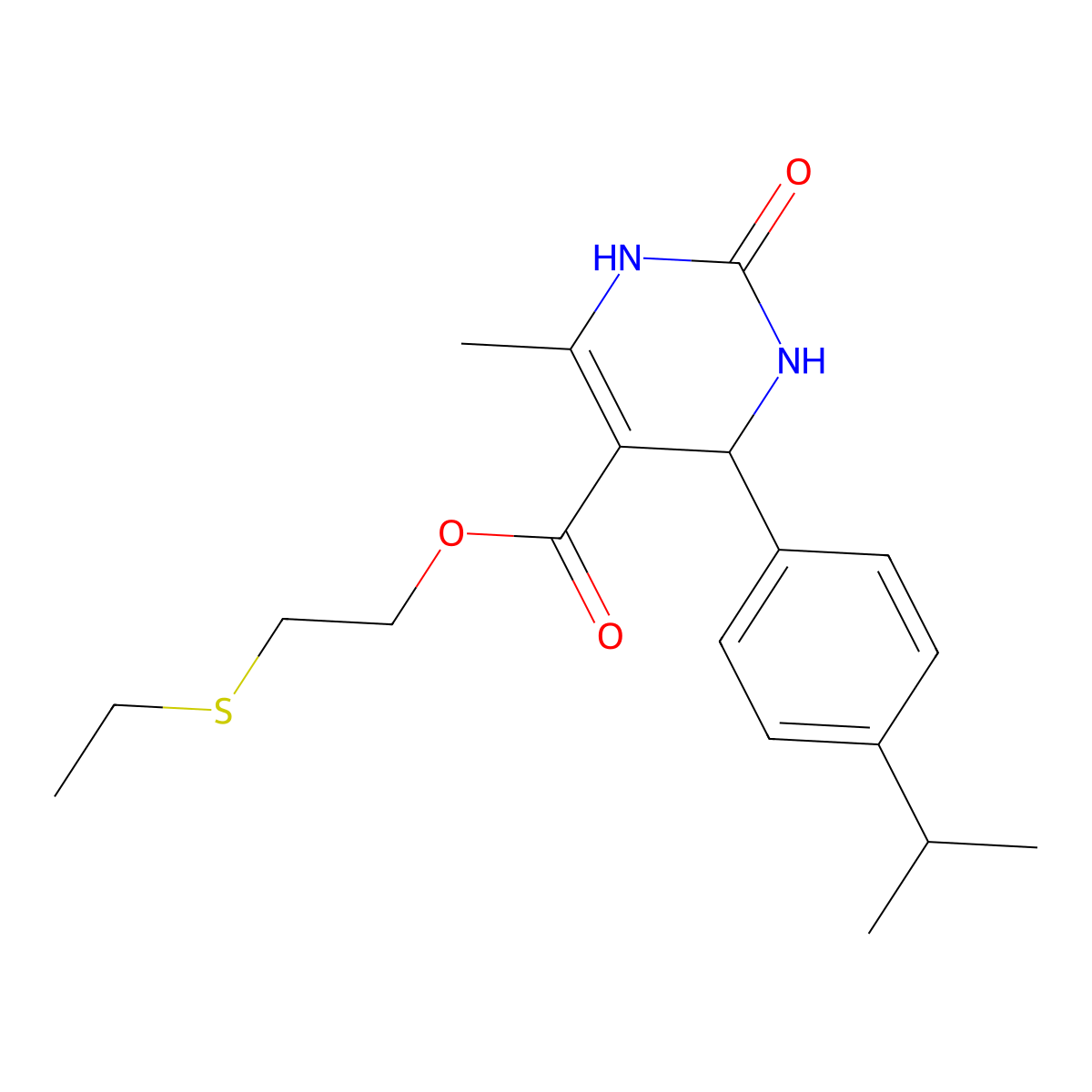 2-(Ethylsulfanyl)ethyl 6-methyl-2-oxo-4-[4-(propan-2-yl)phenyl]-1,2,3,4-tetrahydropyrimidine-5-carboxylate molecular structure, CAS 304450-94-0