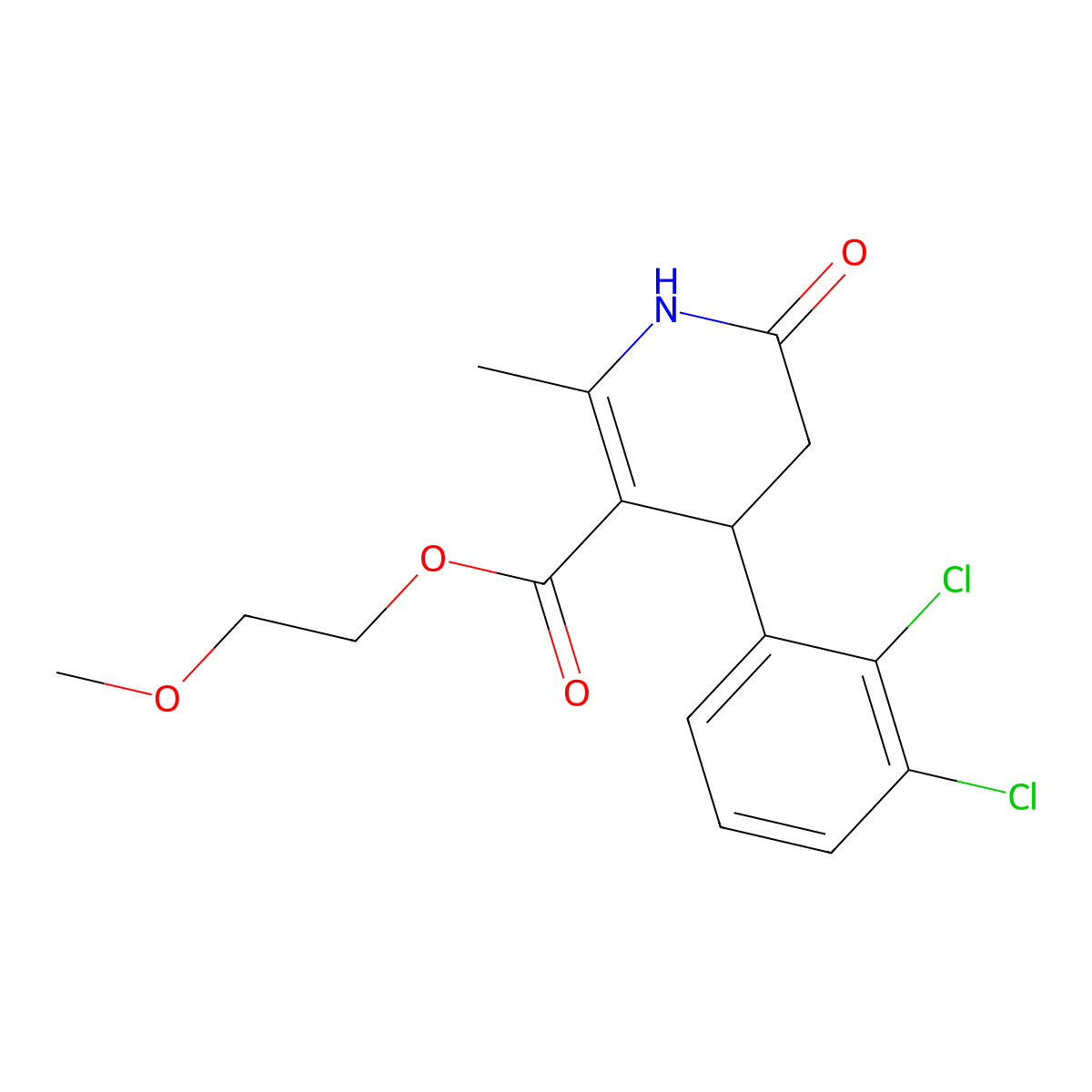2-Methoxyethyl 4-(2,3-dichlorophenyl)-2-methyl-6-oxo-1,4,5,6-tetrahydropyridine-3-carboxylate molecular structure, CAS 304451-11-4