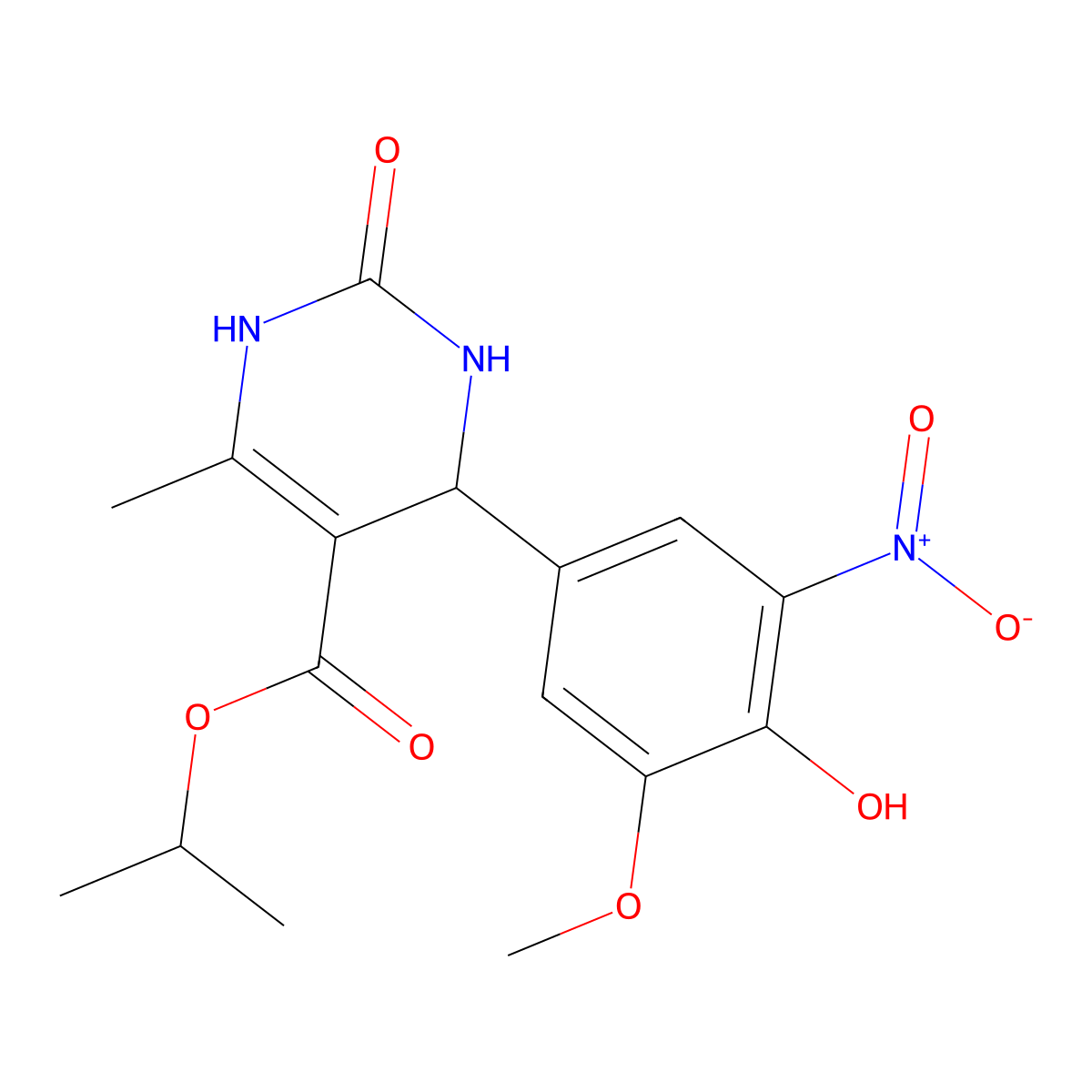 Propan-2-yl 4-(4-hydroxy-3-methoxy-5-nitrophenyl)-6-methyl-2-oxo-1,2,3,4-tetrahydropyrimidine-5-carboxylate molecular structure, CAS 304451-15-8