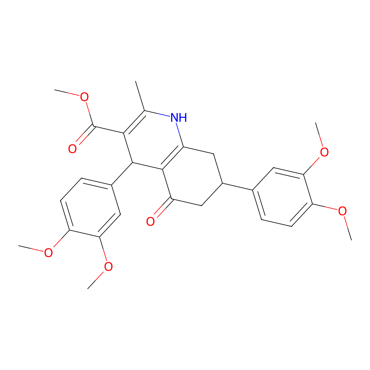 Methyl 4,7-bis(3,4-dimethoxyphenyl)-2-methyl-5-oxo-1,4,5,6,7,8-hexahydroquinoline-3-carboxylate molecular structure, CAS 304451-38-5