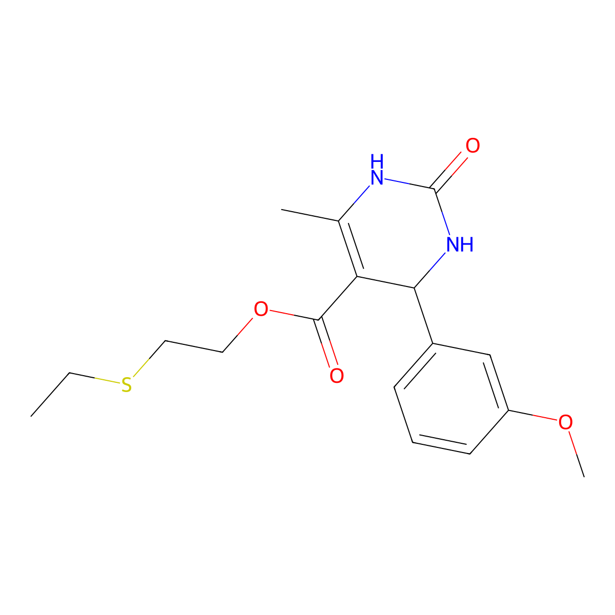 2-(Ethylsulfanyl)ethyl 4-(3-methoxyphenyl)-6-methyl-2-oxo-1,2,3,4-tetrahydropyrimidine-5-carboxylate molecular structure, CAS 304451-64-7