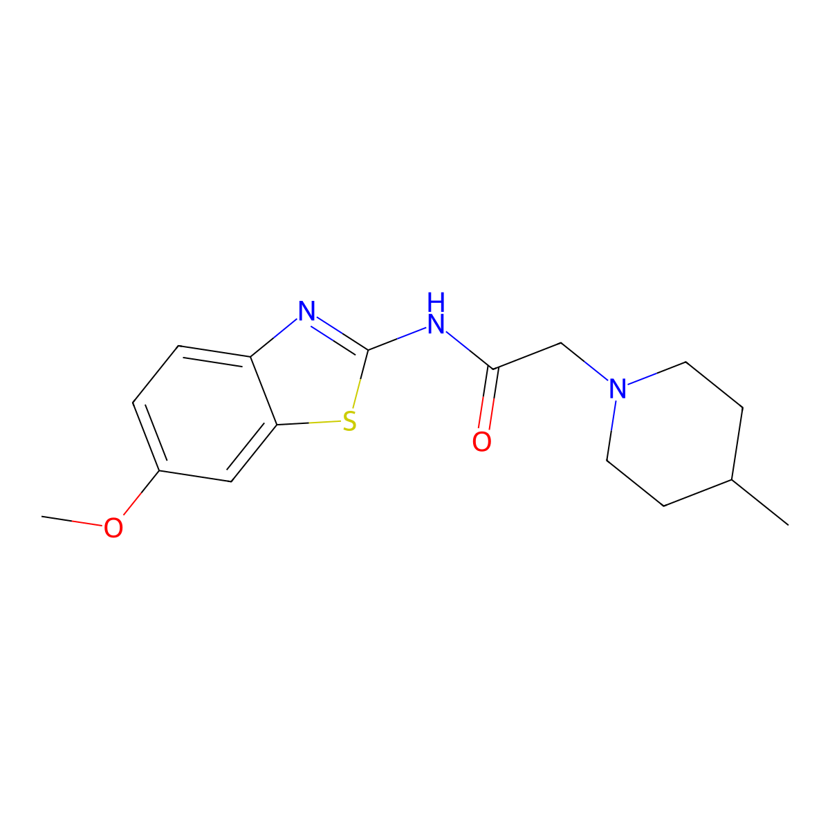 N-(6-methoxy-1,3-benzothiazol-2-yl)-2-(4-methylpiperidin-1-yl)acetamide molecular structure, CAS 304451-83-0