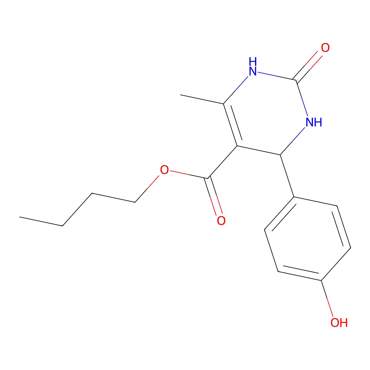 Butyl 4-(4-hydroxyphenyl)-6-methyl-2-oxo-1,2,3,4-tetrahydropyrimidine-5-carboxylate molecular structure, CAS 304451-86-3