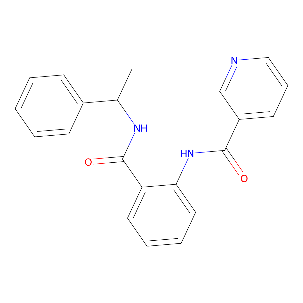 N-[2-(1-phenylethylcarbamoyl)phenyl]pyridine-3-carboxamide molecular structure, CAS 304451-99-8