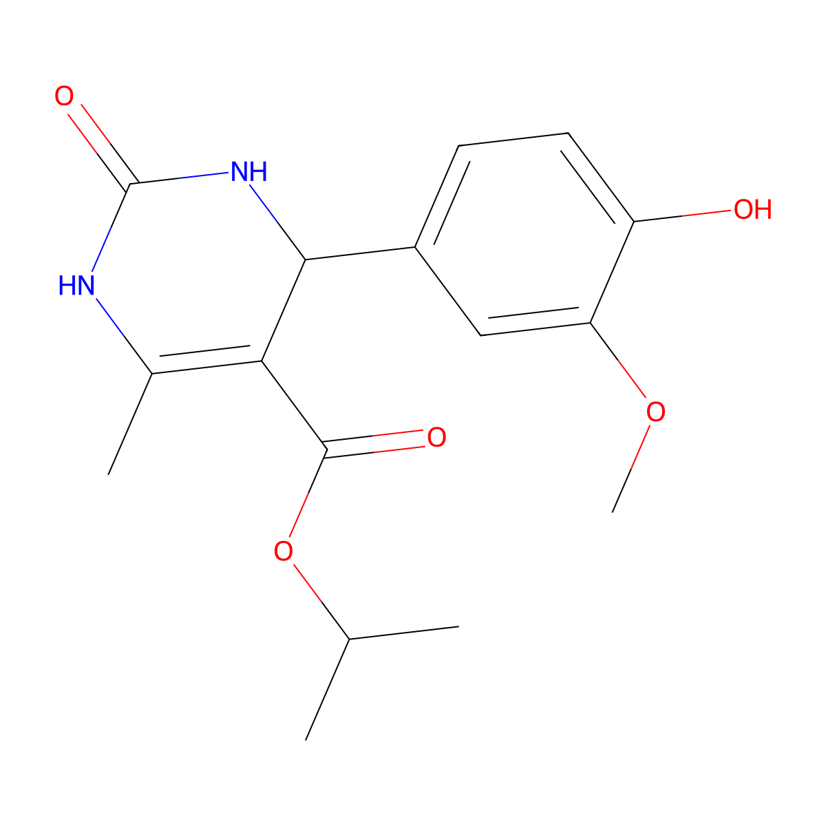 Propan-2-yl 4-(4-hydroxy-3-methoxyphenyl)-6-methyl-2-oxo-1,2,3,4-tetrahydropyrimidine-5-carboxylate molecular structure, CAS 304452-15-1