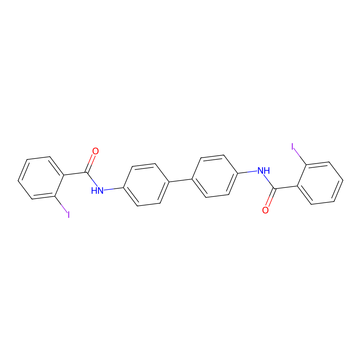 2-iodo-N-[4-[4-[(2-iodobenzoyl)amino]phenyl]phenyl]benzamide molecular structure, CAS 304452-63-9