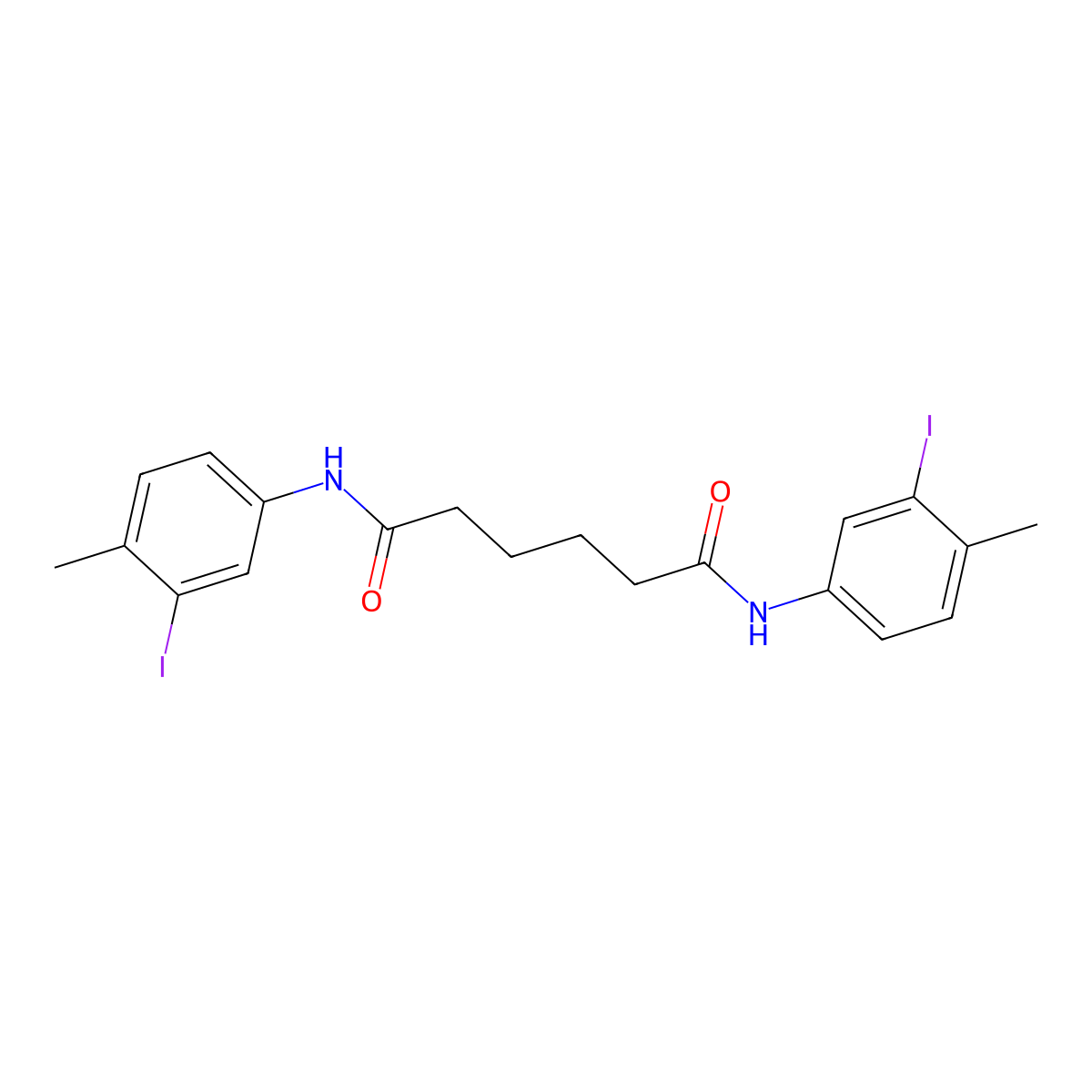 N,N'-bis(3-iodo-4-methylphenyl)hexanediamide molecular structure, CAS 304453-18-7