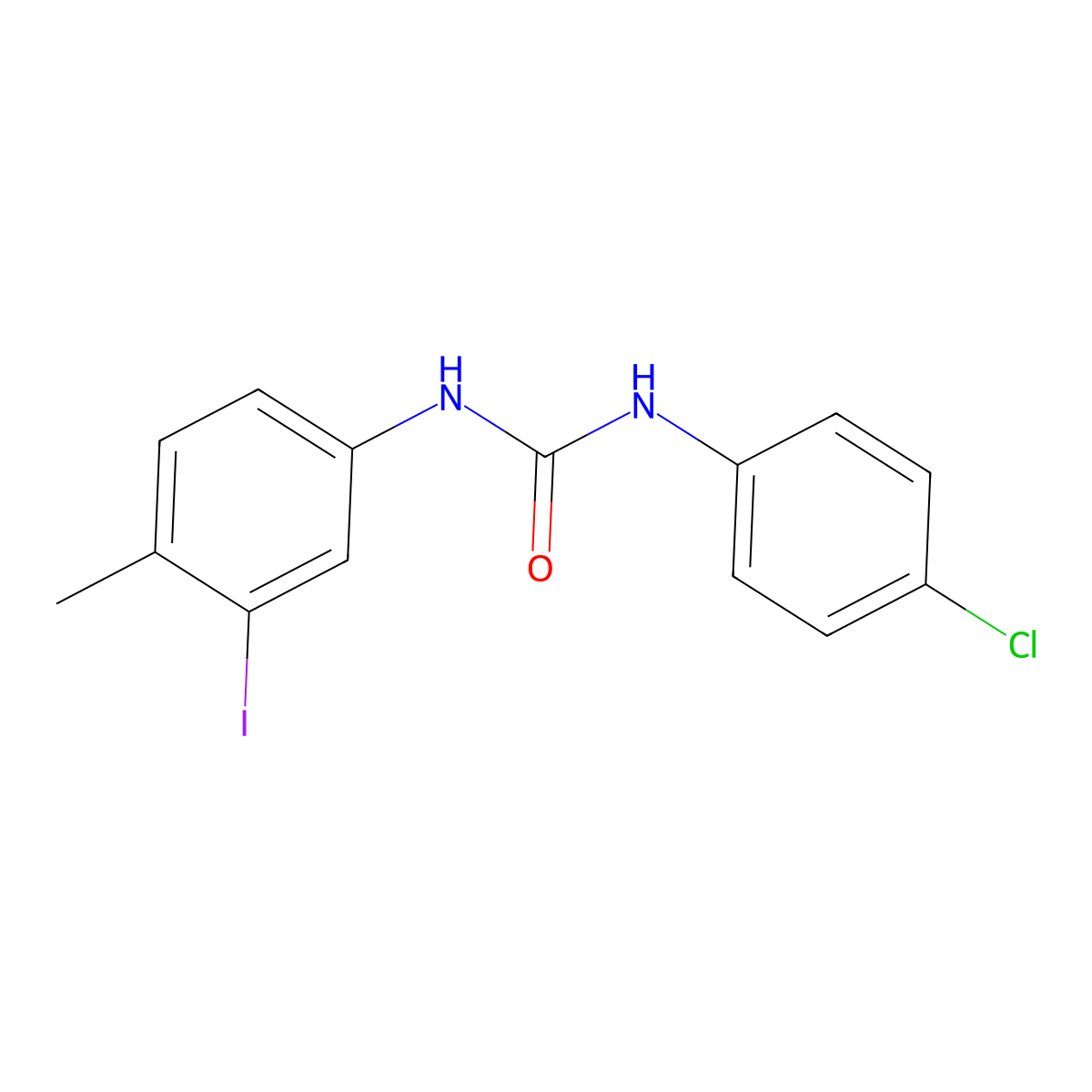 N-(4-chlorophenyl)-N'-(3-iodo-4-methylphenyl)urea molecular structure, CAS 304453-47-2