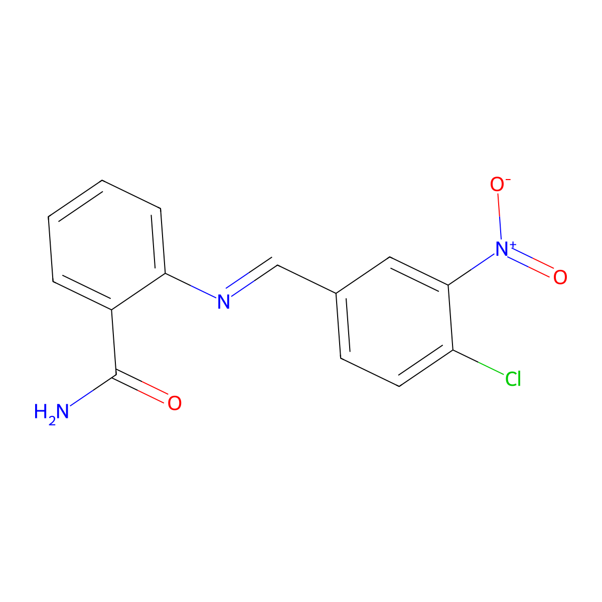 2-[(4-Chloro-3-nitrobenzylidene)amino]benzamide molecular structure, CAS 304455-01-4
