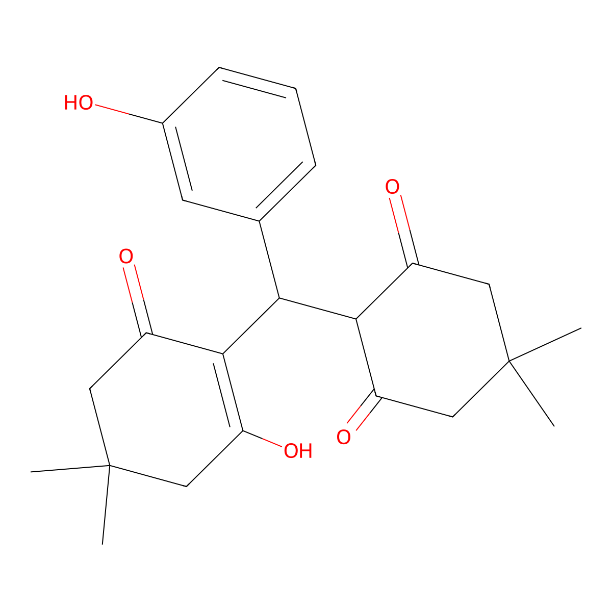 2-[(2-Hydroxy-4,4-dimethyl-6-oxocyclohexen-1-yl)-(3-hydroxyphenyl)methyl]-5,5-dimethylcyclohexane-1,3-dione molecular structure, CAS 304455-40-1