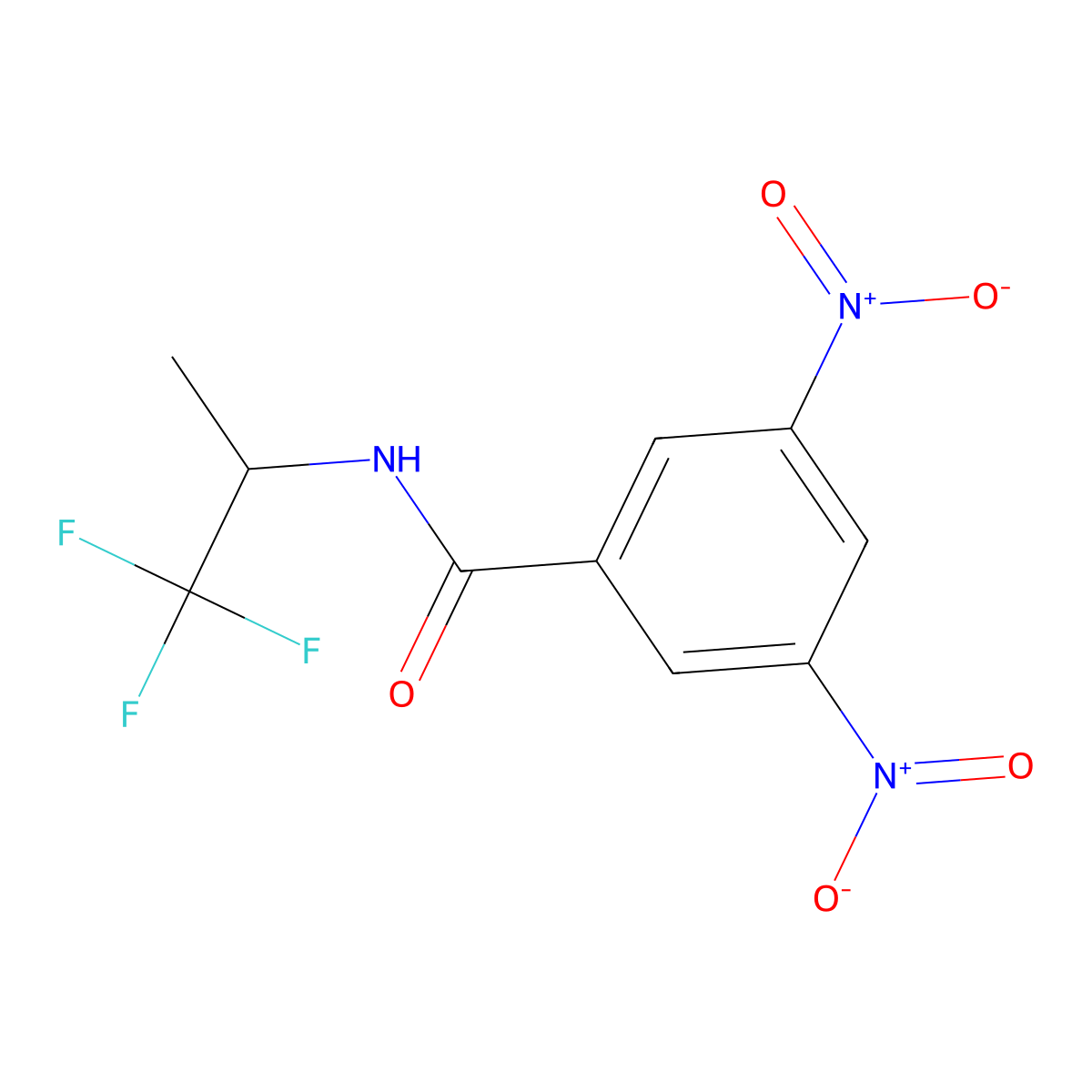 3,5-dinitro-N-(1,1,1-trifluoropropan-2-yl)benzamide molecular structure, CAS 304458-26-2