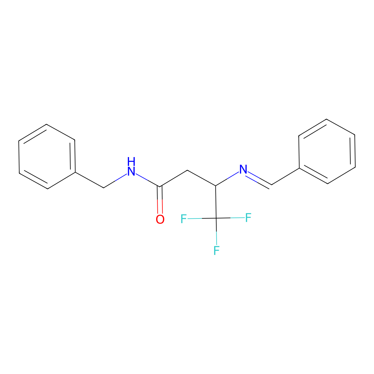N-benzyl-3-(benzylideneamino)-4,4,4-trifluorobutanamide molecular structure, CAS 304458-45-5