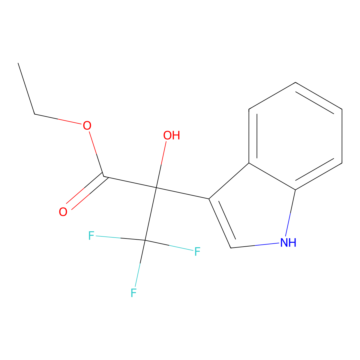 Ethyl 3,3,3-trifluoro-2-hydroxy-2-(1H-indol-3-yl)propanoate molecular structure, CAS 304458-63-7