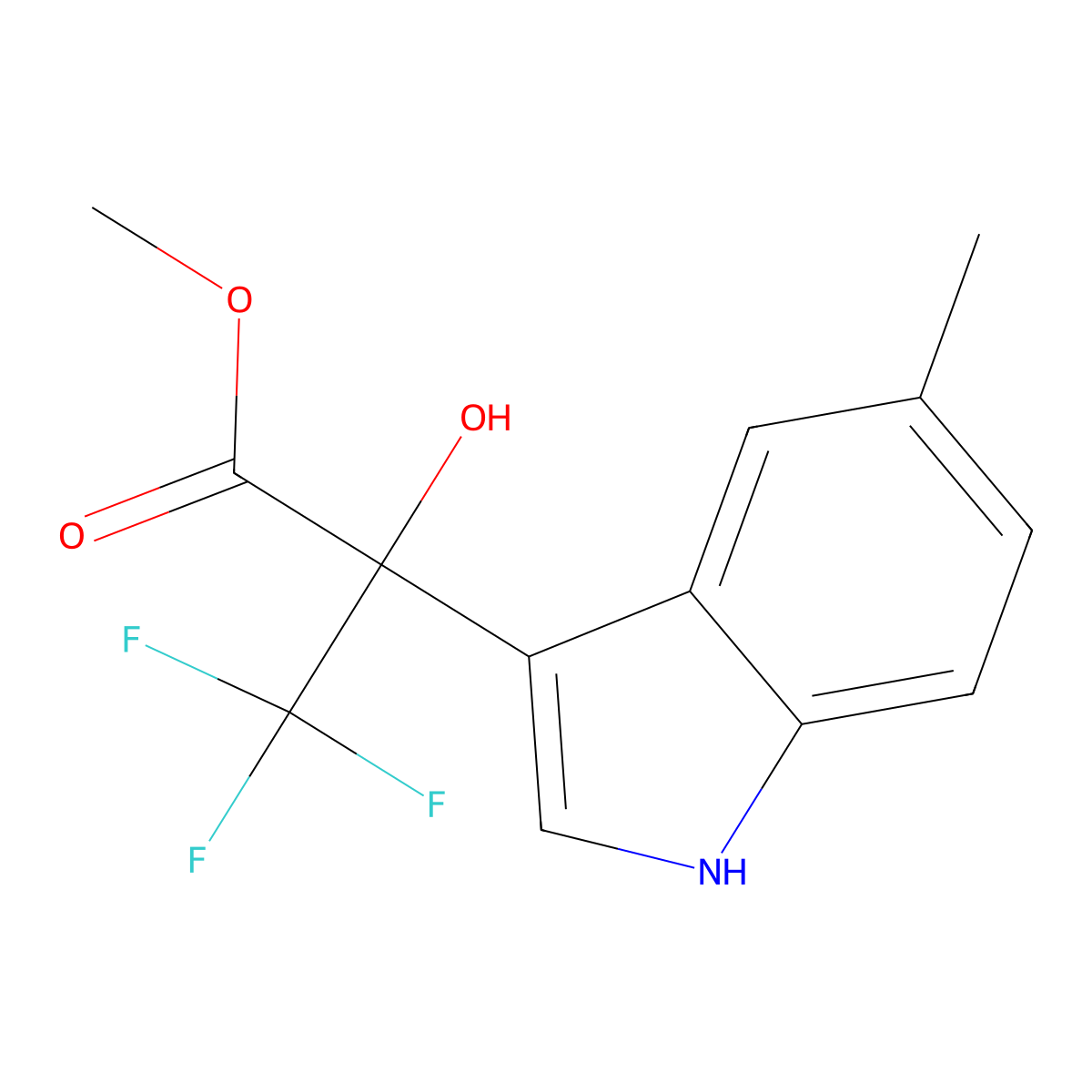 Methyl 3,3,3-trifluoro-2-hydroxy-2-(5-methyl-1H-indol-3-yl)propanoate molecular structure, CAS 304458-64-8