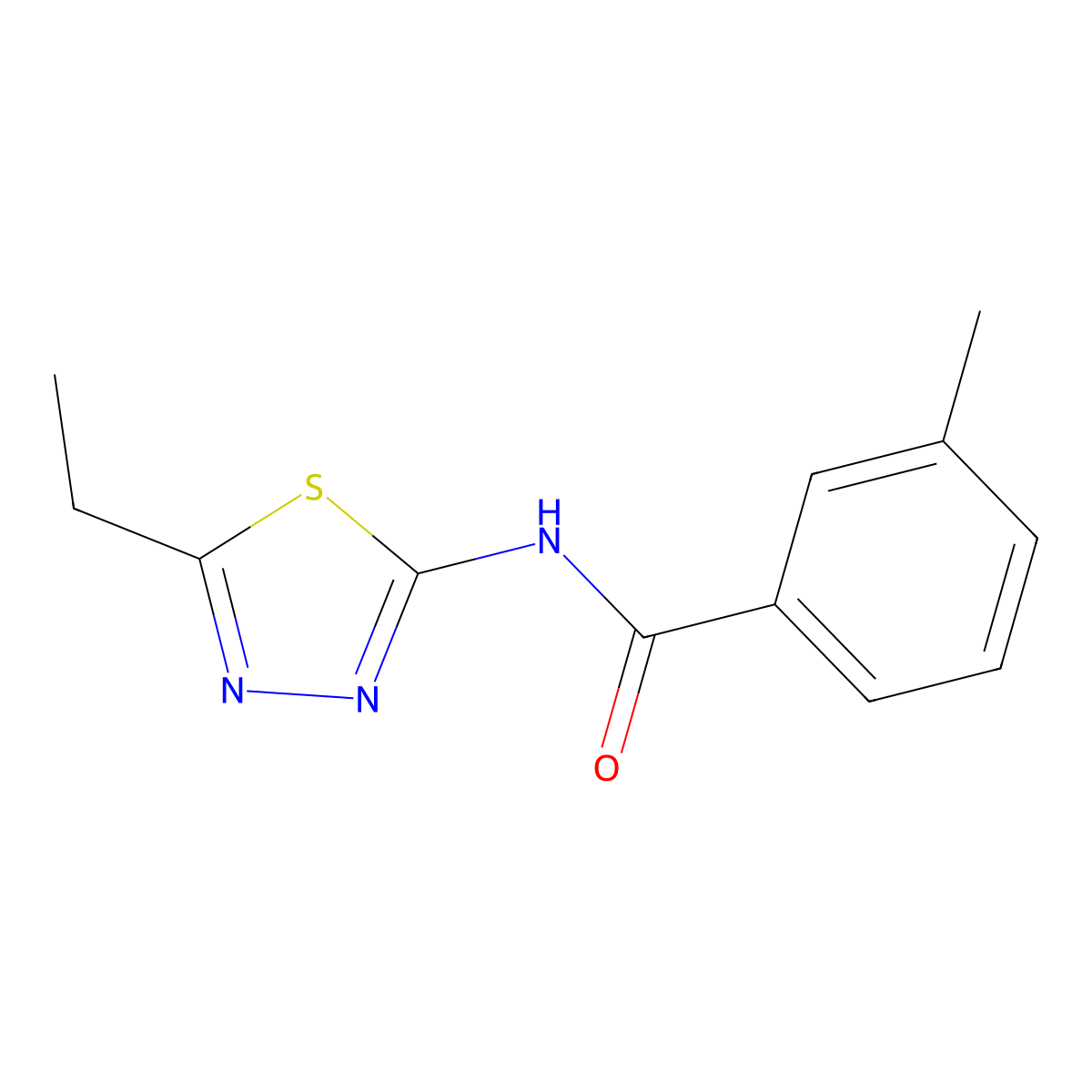 N-(5-ethyl-1,3,4-thiadiazol-2-yl)-3-methylbenzamide molecular structure, CAS 304459-45-8