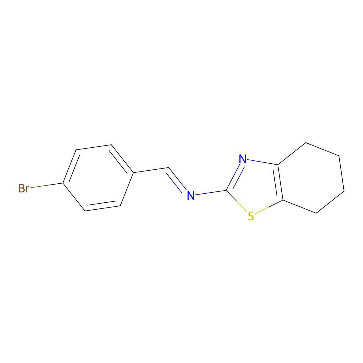 (NE)-N-[(4-Bromophenyl)methylidene]-4,5,6,7-tetrahydro-1,3-benzothiazol-2-amine molecular structure, CAS 304459-50-5