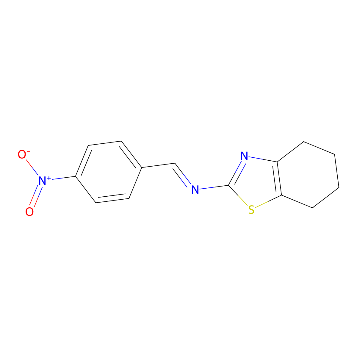 (NE)-N-[(4-Nitrophenyl)methylidene]-4,5,6,7-tetrahydro-1,3-benzothiazol-2-amine molecular structure, CAS 304459-52-7