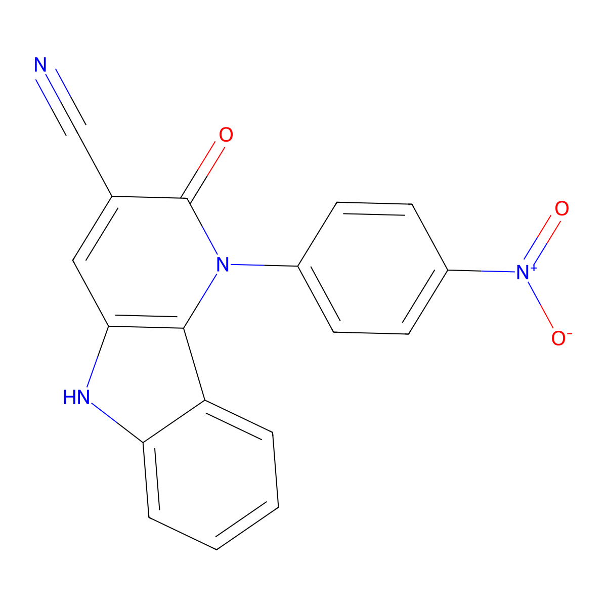 1-(4-nitrophenyl)-2-oxo-5H-pyrido[3,2-b]indole-3-carbonitrile molecular structure, CAS 304465-35-8