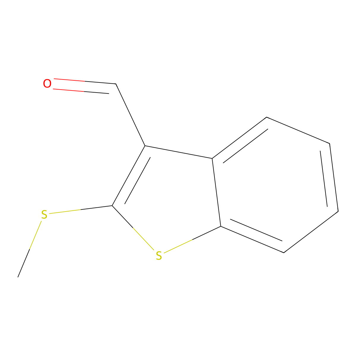 2-(Methylthio)benzo[b]thiophene-3-carbaldehyde molecular structure, CAS 30447-36-0