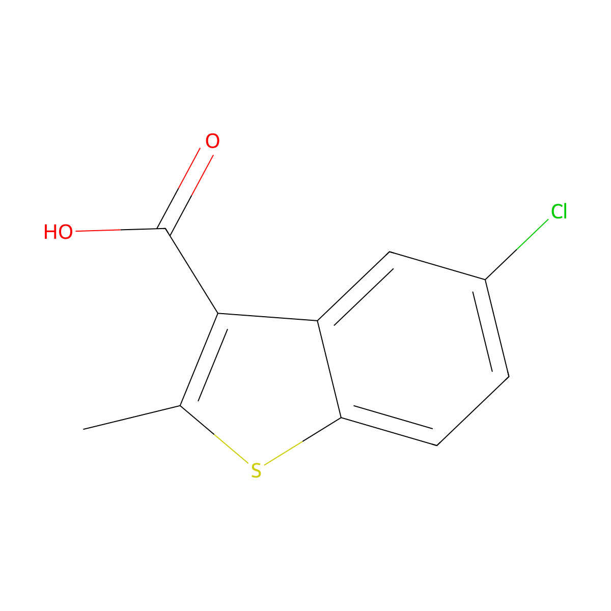 5-Chloro-2-methyl-1-benzothiophene-3-carboxylicacid molecular structure, CAS 30447-40-6