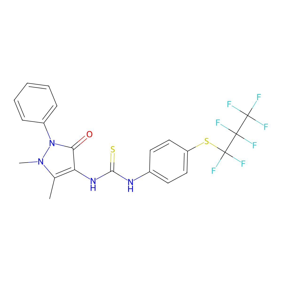 (Z)-N'-(1,5-dimethyl-3-oxo-2-phenyl-2,3-dihydro-1H-pyrazol-4-yl)-N-(4-((perfluoropropyl)thio)phenyl)carbamimidothioic acid molecular structure, CAS 304475-00-1