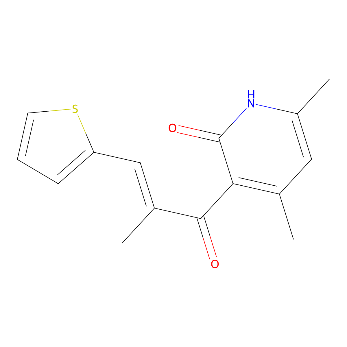 4,6-dimethyl-3-(2-methyl-3-thiophen-2-ylprop-2-enoyl)-1H-pyridin-2-one molecular structure, CAS 304475-03-4