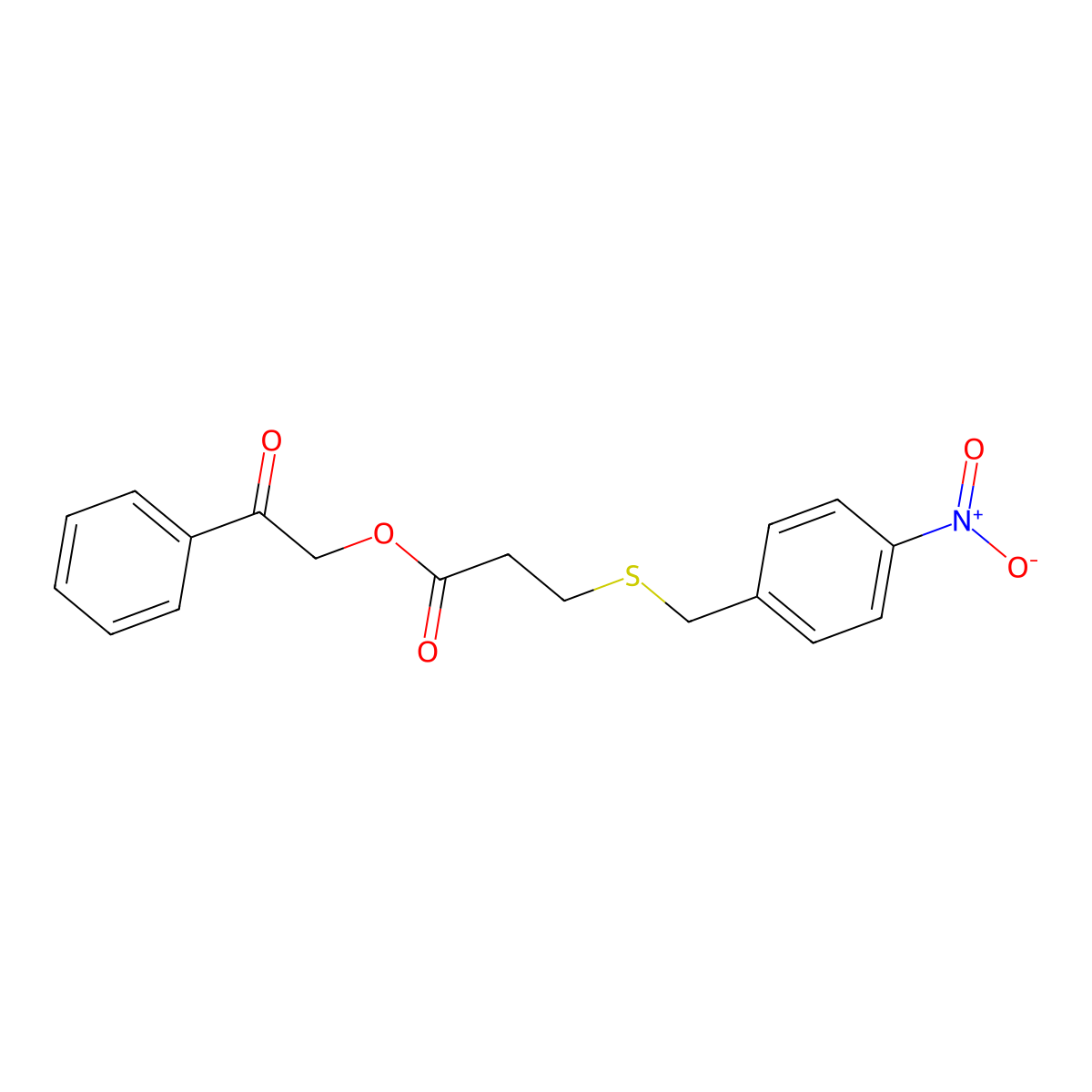 2-Oxo-2-phenylethyl 3-((4-nitrobenzyl)thio)propanoate molecular structure, CAS 304475-11-4
