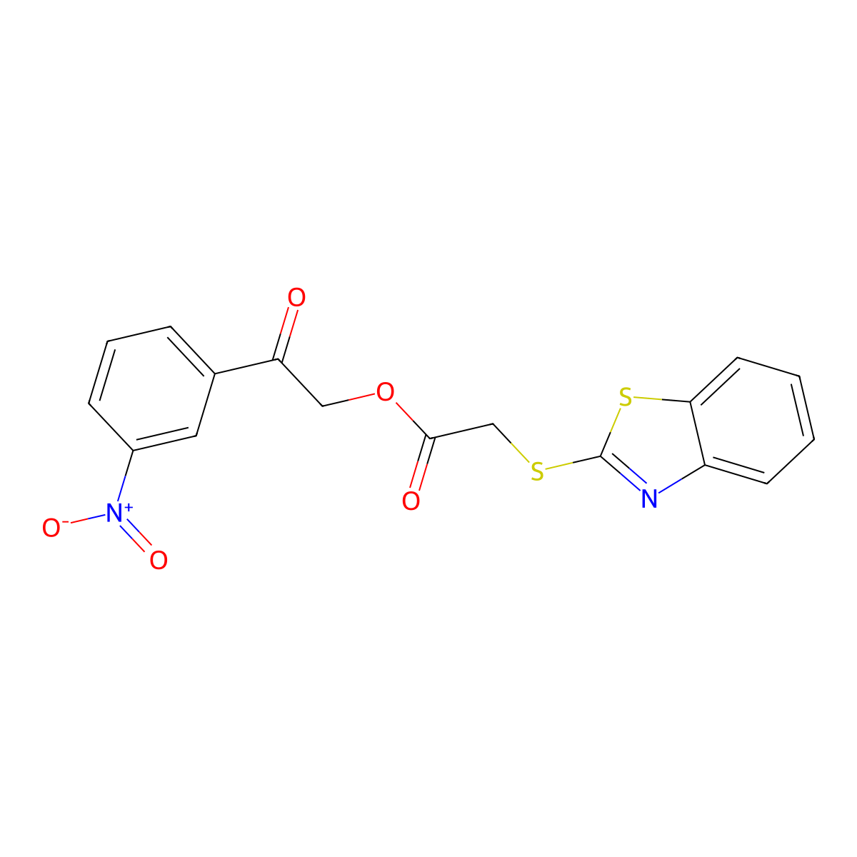 2-(3-Nitrophenyl)-2-oxoethyl 2-(benzo[d]thiazol-2-ylthio)acetate molecular structure, CAS 304475-17-0