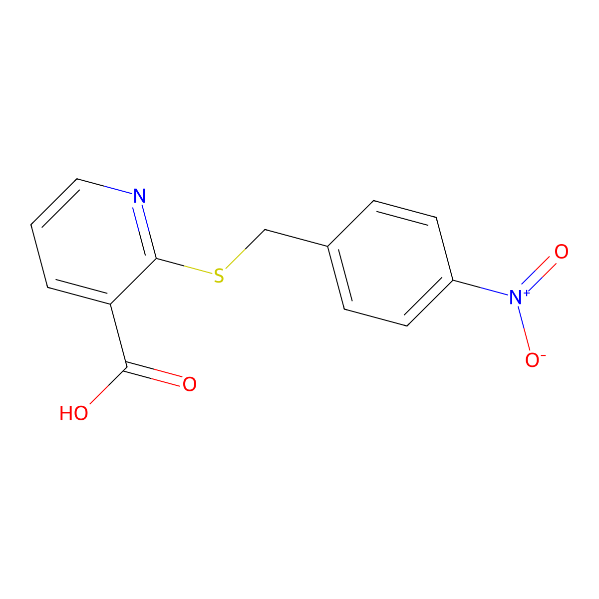 2-[(4-Nitrophenyl)methylsulfanyl]pyridine-3-carboxylic acid molecular structure, CAS 304475-38-5