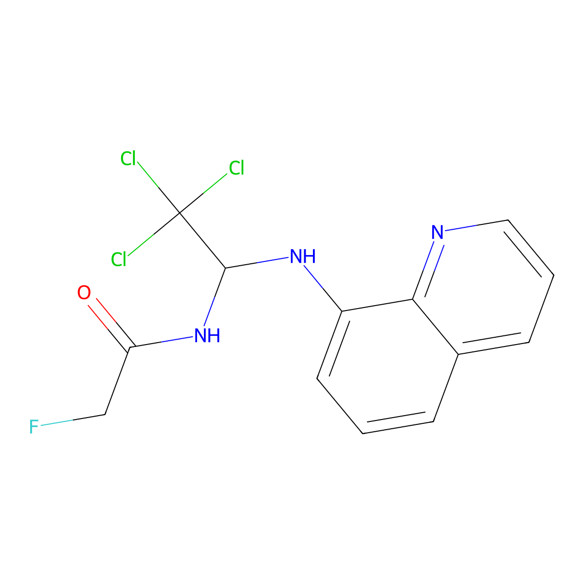 2-fluoro-N-[2,2,2-trichloro-1-(quinolin-8-ylamino)ethyl]acetamide molecular structure, CAS 304475-61-4