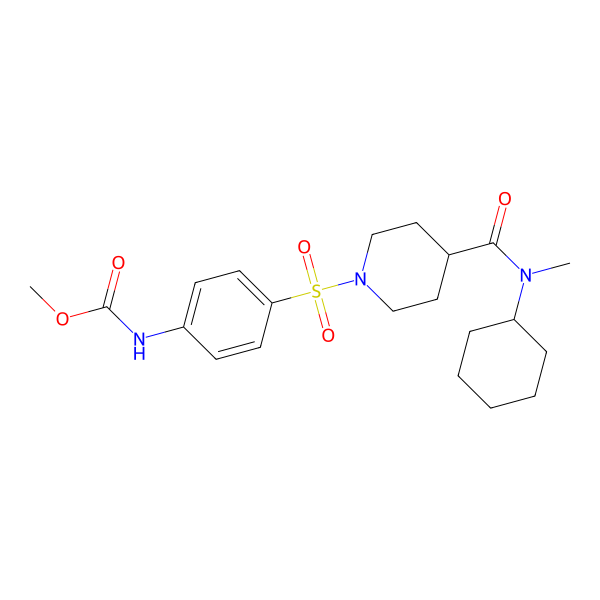 methyl N-[4-({4-[cyclohexyl(methyl)carbamoyl]piperidin-1-yl}sulfonyl)phenyl]carbamate molecular structure, CAS 304476-60-6