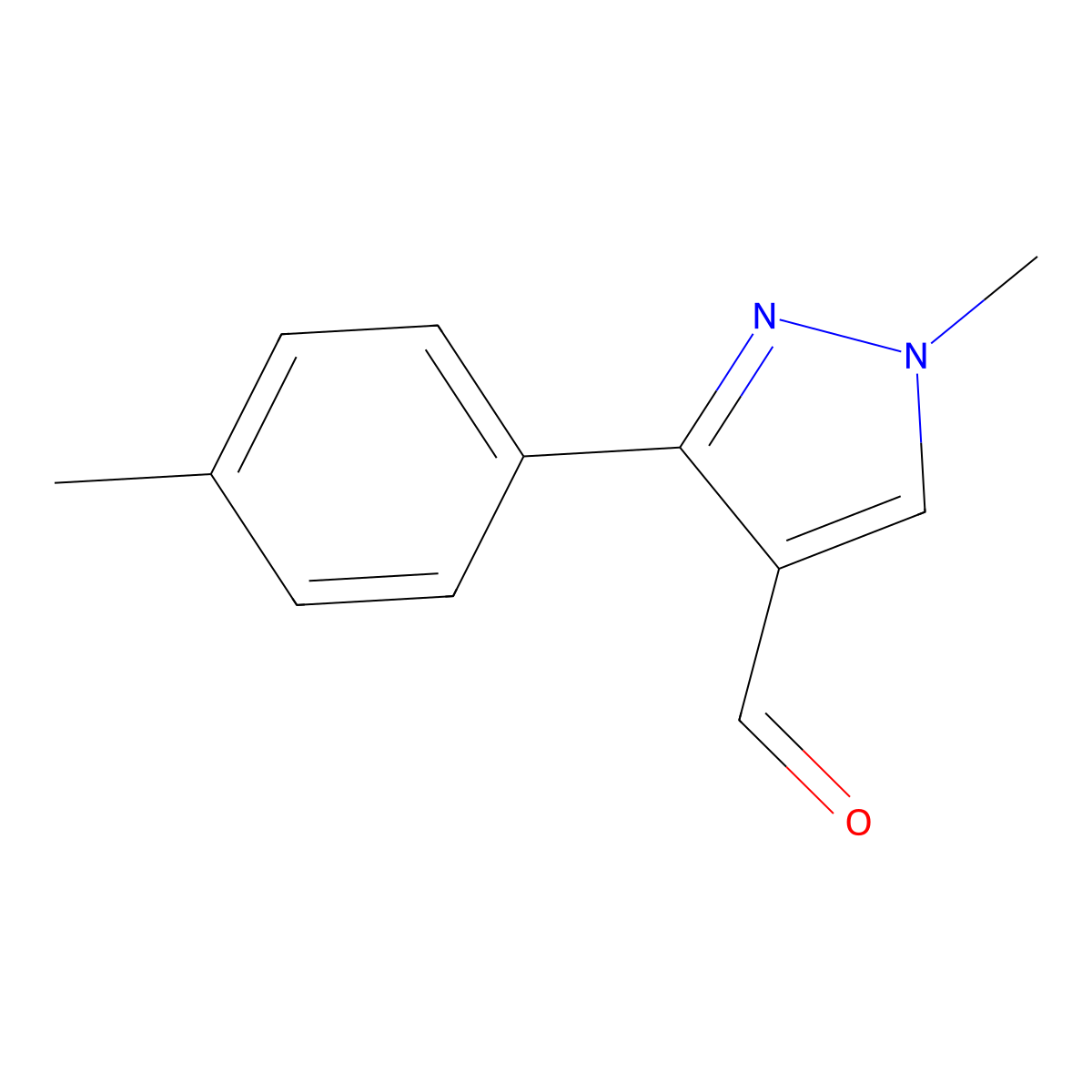 1-Methyl-3-(p-tolyl)-1H-pyrazole-4-carbaldehyde molecular structure, CAS 304477-41-6