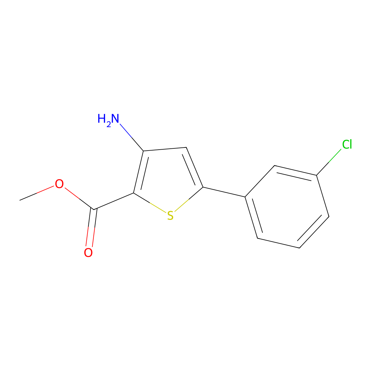 Methyl 3-amino-5-(3-chlorophenyl)thiophene-2-carboxylate molecular structure, CAS 304477-85-8